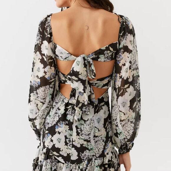 Urban Outfitters Love Triangle Moonstruck Floral Cutout Mini Dress - Picture 4 of 5